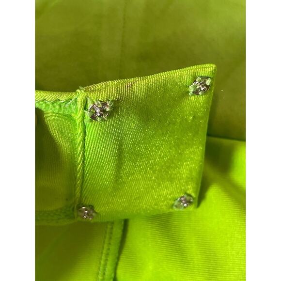 RETROFETE Zion Silk Chiffon Sheer Halterneck Lime Green Maxi Dress Size XS - Picture 11 of 14